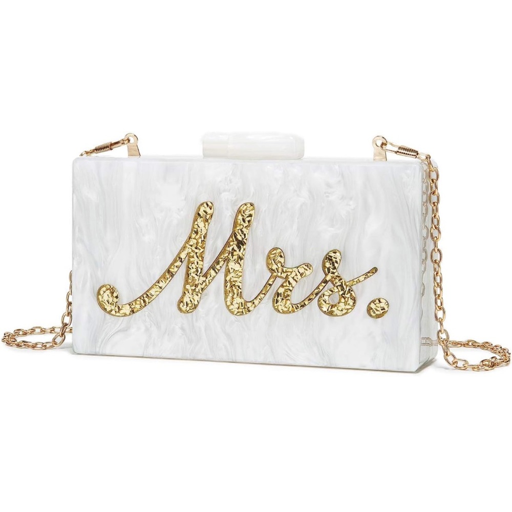 White Acrylic Mrs Clutch Purse